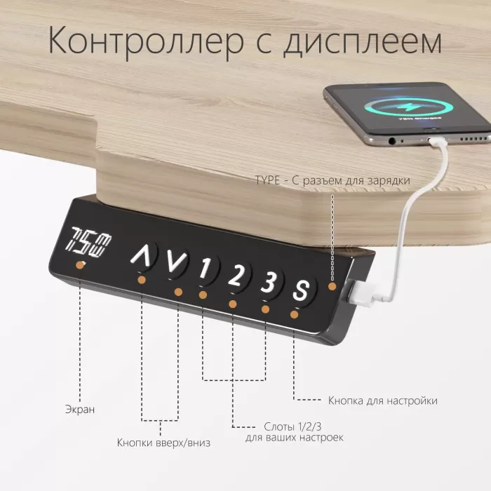 Стол компьютерный с подъемным механизмом регулируемый по высоте  с двумя моторами 1SJ01172